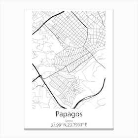 Papagos,Greece Minimalist Map Canvas Print