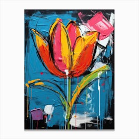 Neo-Expressionist Whispers: Basquiat's Tulip Magic Canvas Print