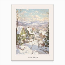 Vintage Winter Poster Kiruna Sweden Canvas Print
