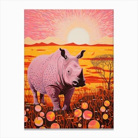 Sunset Geometric Pink Rhino 1 Canvas Print