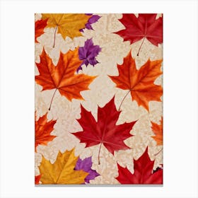 Autumn Themed Wallpaper Showcasing A Sun Drenched Group Of Maple Leaves In Varying Shades Of Red Or 2 1 Canvas Print