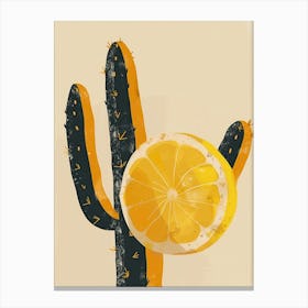 Lemon Ball Cactus Minimalist Abstract Illustration 3 Canvas Print