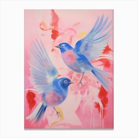 Pink Ethereal Bird Painting Eastern Bluebird 2 Canvas Print