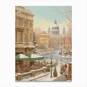 Vintage Winter Illustration Budapest Hungary 5 Canvas Print