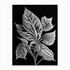 Bergamot Leaf Linocut 3 Canvas Print