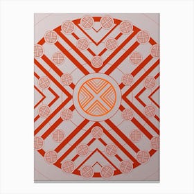 Geometric Abstract Glyph Circle Array in Tomato Red n.0092 Canvas Print