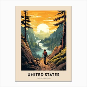 Pacific Crest Trail Usa 1 Vintage Hiking Travel Poster Canvas Print