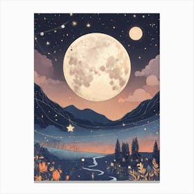 Moon And Stars 6 Canvas Print