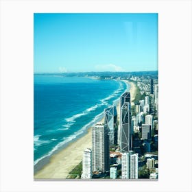 Gold Coast Aerial Drone Image Of Cityscape And Beachscape. Overlooking The Beach And City, Popular Queensland Hotels Canvas Print