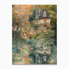 Fairy Village Collage Pond Monet Scrapbook 7 Canvas Print