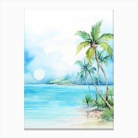 Watercolour Of Bora Bora   French Polynesia 3 Canvas Print