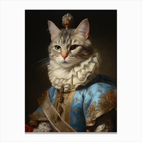 Cat In Medieval Clothing Rococo Style 2 Canvas Print