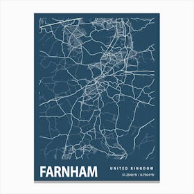 Farnham Blueprint City Map 1 Canvas Print