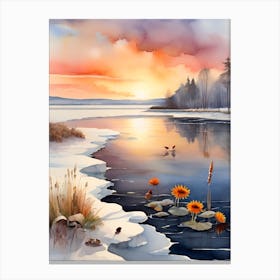 Sunset On The Lake Canvas Print