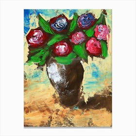 Seven Roses -floral painting flowers vertical Anton Maliar Canvas Print