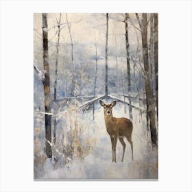 Vintage Winter Animal Painting Deer 1 Canvas Print