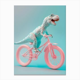 Pastel Toy Dinosaur On A Bike 4 Canvas Print