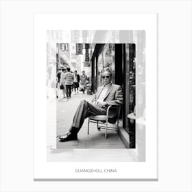 Poster Of Guangzhou, China, Black And White Old Photo 2 Canvas Print