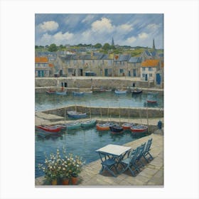 Boats At Harbour Serenity at the Pier Canvas Print