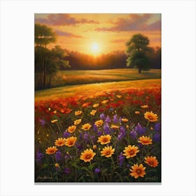 Sunset In The Meadow 36 Canvas Print