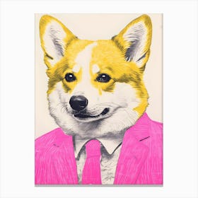 Corgi In A Suit Canvas Print