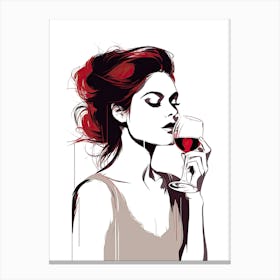 Woman Drinking Red Wine Canvas Print