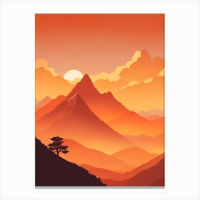 Misty Mountains Vertical Composition In Orange Tone 340 Canvas Print