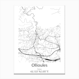 Ollioules,France Minimalist Map Canvas Print