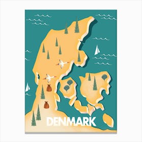 Map Of Denmark Canvas Print