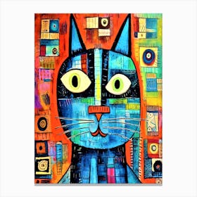 Surprised Cat 1 - Art Brut Cat Canvas Print