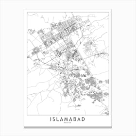 Islamabad White Map Canvas Print