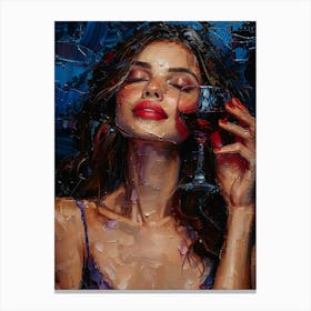 Woman Drinking Wine Canvas Print