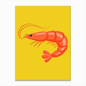 Shrimp On Yellow Background Canvas Print