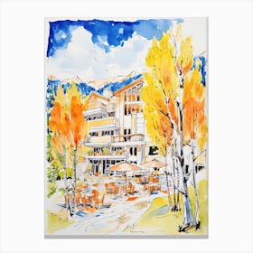 Little Nell Hotel   Aspen, Colorado   Resort Storybook Illustration 2 Canvas Print