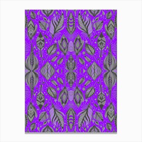 Neon Vibe Abstract Peacock Feathers Black And Purple 1 Canvas Print
