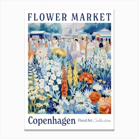 Flower Market Copenhagen Blue Canvas Print
