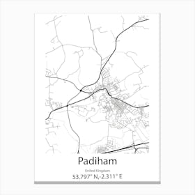 Padiham,United Kingdom Minimalist Map Canvas Print