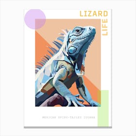 Pastel Blue Mexican Spiny Tailed Iguana Abstract Modern Illustration 4 Poster Canvas Print