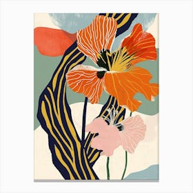 Colourful Flower Illustration Nasturtium 1 Canvas Print