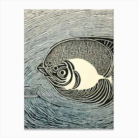 Barreleye Fish II Linocut Canvas Print