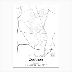 Zeuthen,Germany Minimalist Map Canvas Print