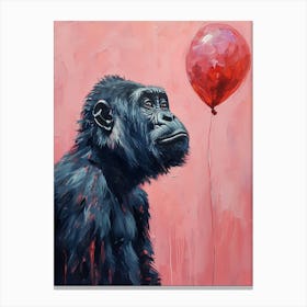 Cute Gorilla 1 With Balloon Canvas Print
