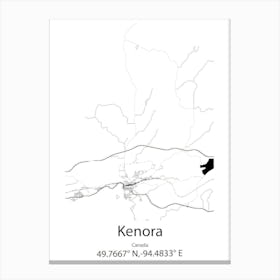 Kenora,Canada Minimalist Map Canvas Print