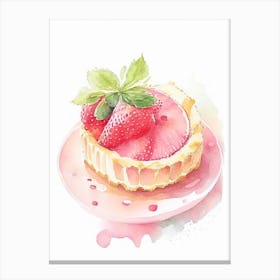 Strawberry Tart, Dessert, Food Gouache Canvas Print