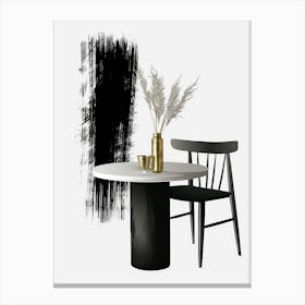 Black And White Dining Room Canvas Print