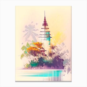 Lombok Indonesia Watercolour Pastel Tropical Destination Canvas Print