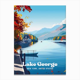 Lake George Vibrant Travel Illustration Canvas Print