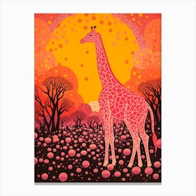 Giraffe In The Sunset Orange Tones 2 Canvas Print