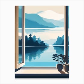 Japandi Window In Blue Canvas Print