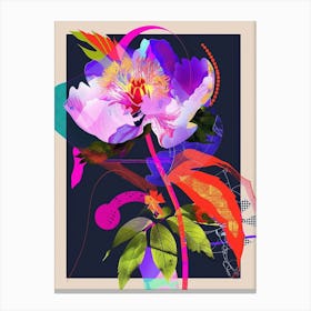 Peony 2 Neon Flower Collage Canvas Print